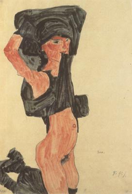 Egon Schiele Kneeling Girl,Disrobing (mk12)